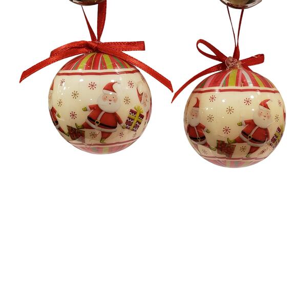 Vintage Christmas Santa Christmas Ornaments Round Balls 2 Pieces - Picture 8 of 8